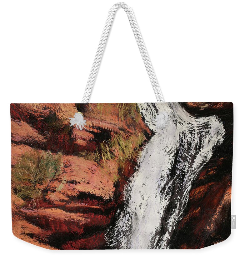 Landscape Weekender Tote Bag featuring the painting The Sound of Water by Sandi Snead