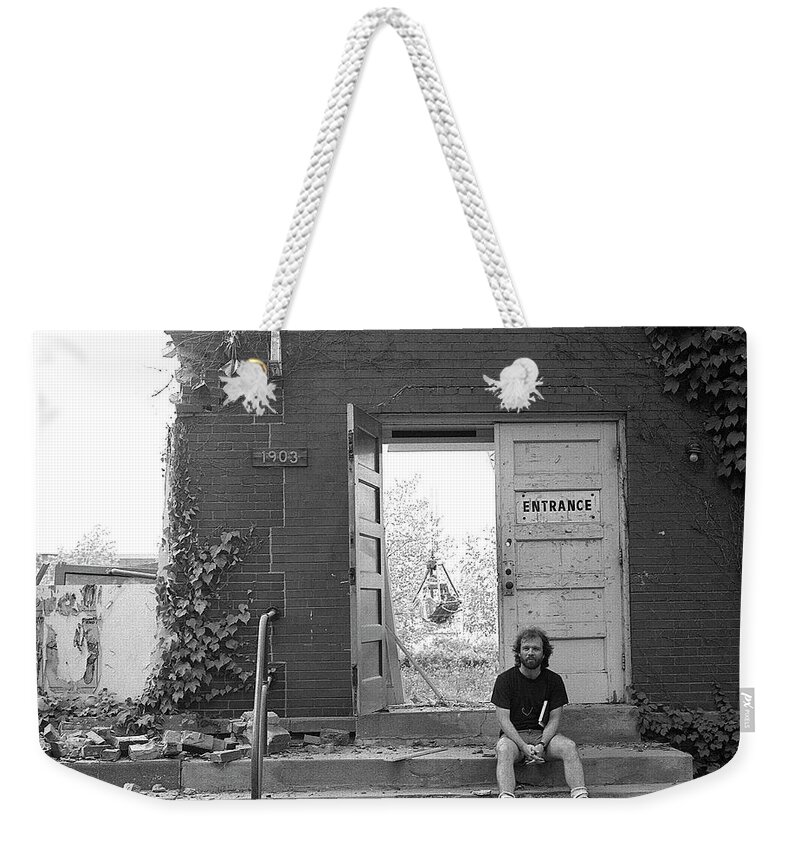 Northwestern University Weekender Tote Bag featuring the photograph The Speech Annex and Peter Steven, 1980 by Jeremy Butler