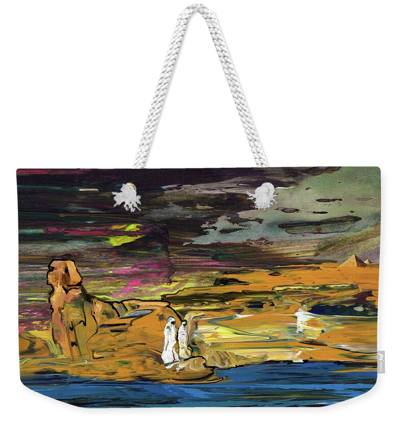 Landscapes Weekender Tote Bag featuring the painting The Sphinx by Miki De Goodaboom