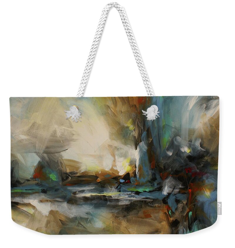 Abstract Weekender Tote Bag featuring the painting The Storm by Michael Lang