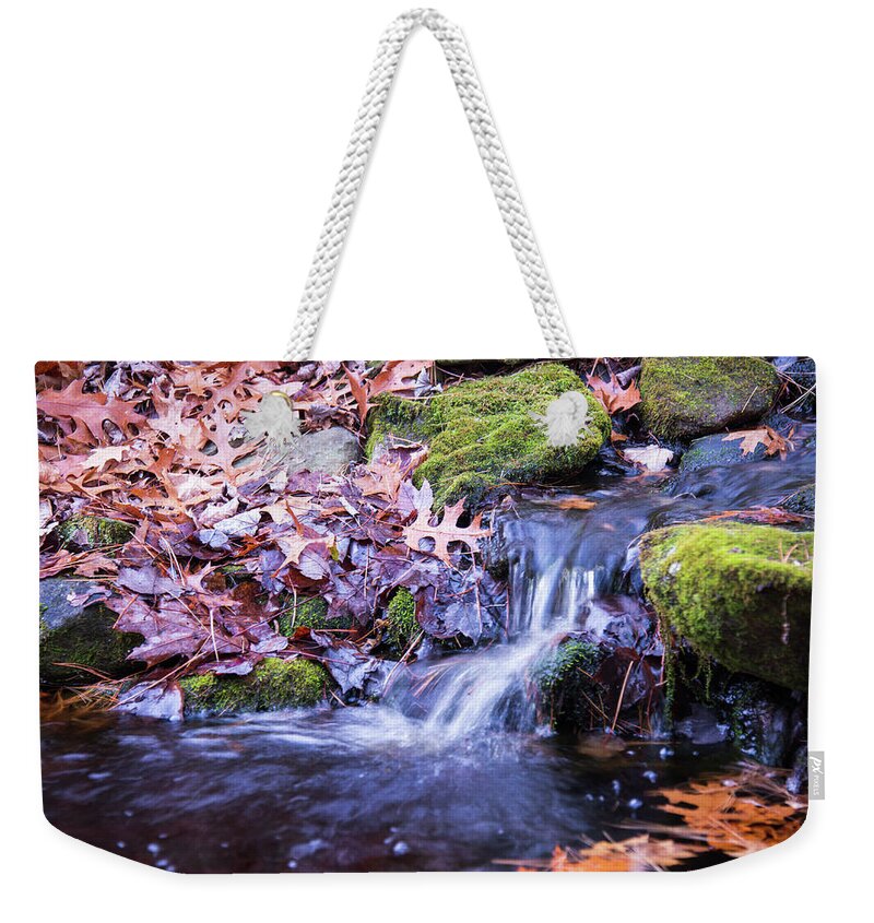 Pond Weekender Tote Bag featuring the photograph The Stream in Fall by Robert McKay Jones