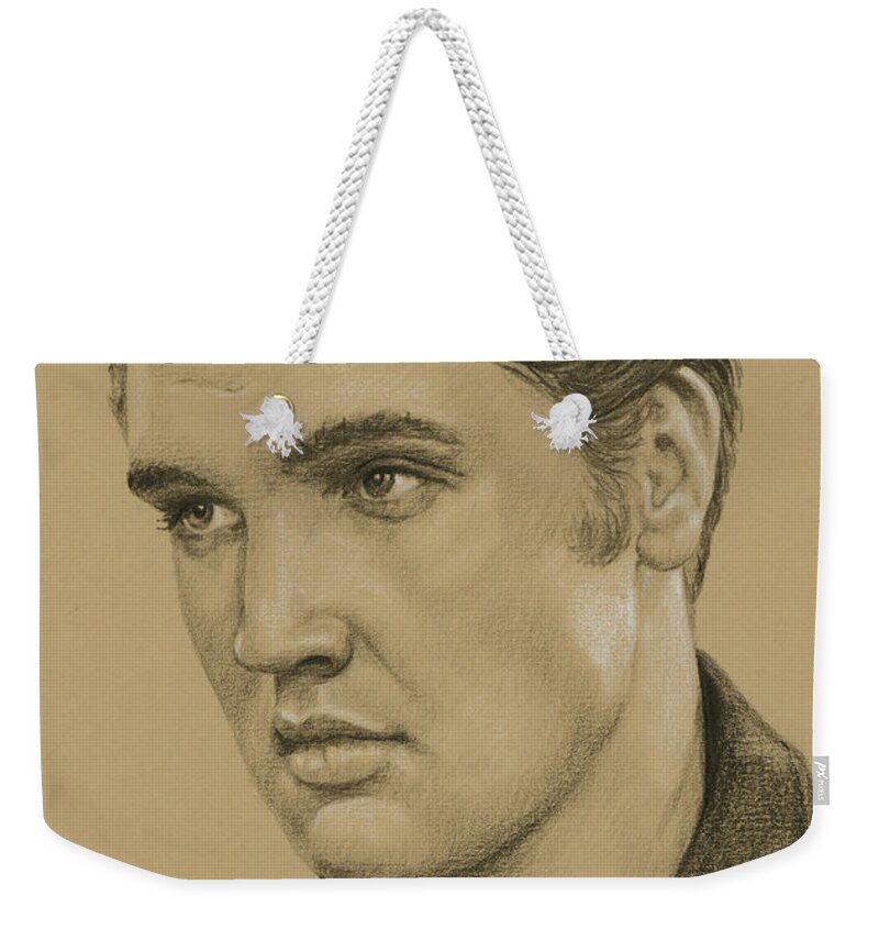 Elvis Weekender Tote Bag featuring the drawing The summer of '56 by Rob De Vries