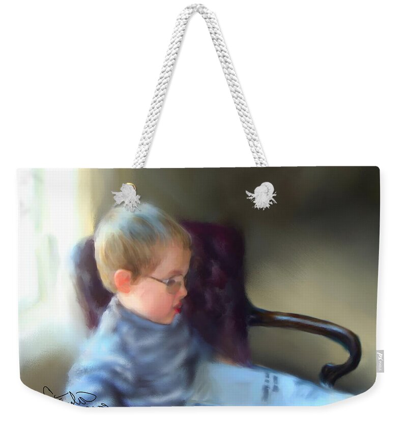 Children Weekender Tote Bag featuring the painting The Sunday Paper by Colleen Taylor