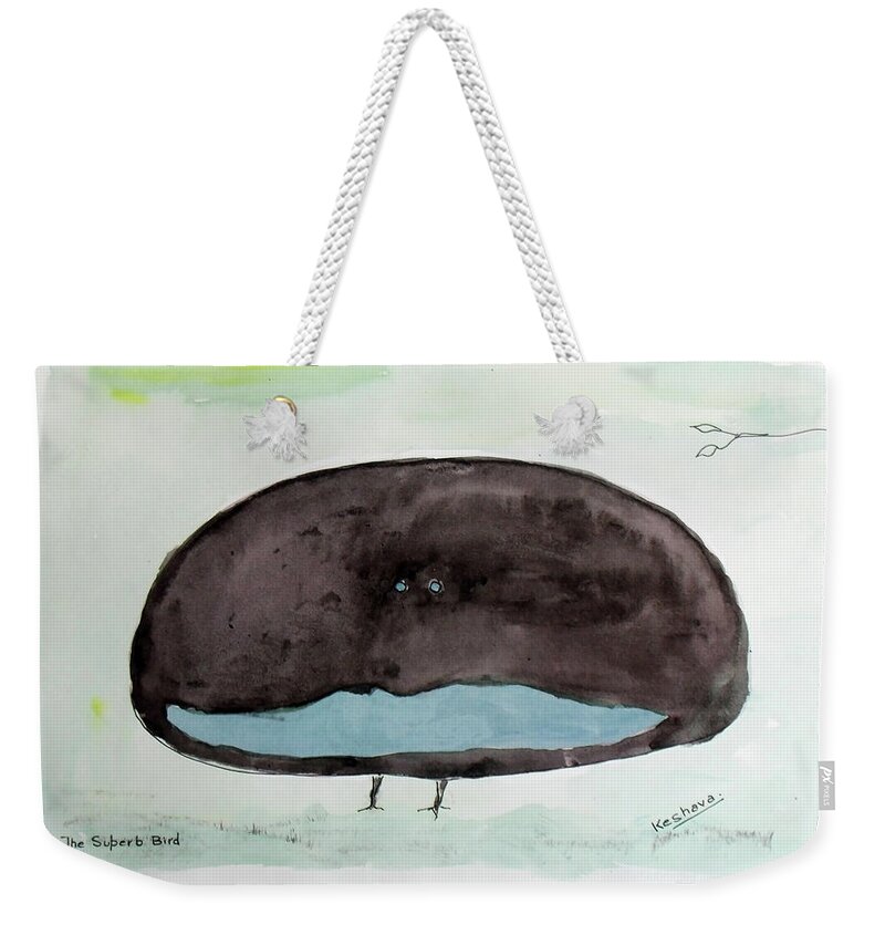 Superb Bird Weekender Tote Bag featuring the painting The Superb Bird by Keshava Shukla