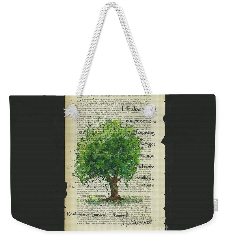 Survivor Tree Weekender Tote Bag featuring the painting The Survivor Tree 9/11 by Maria Hunt
