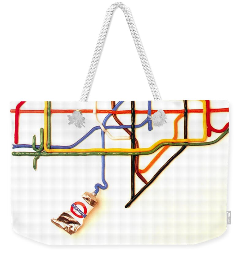 Tate Gallery Weekender Tote Bag featuring the mixed media The Tate Gallery - National Galleries and Museums - London Underground - Retro travel Poster by Studio Grafiikka