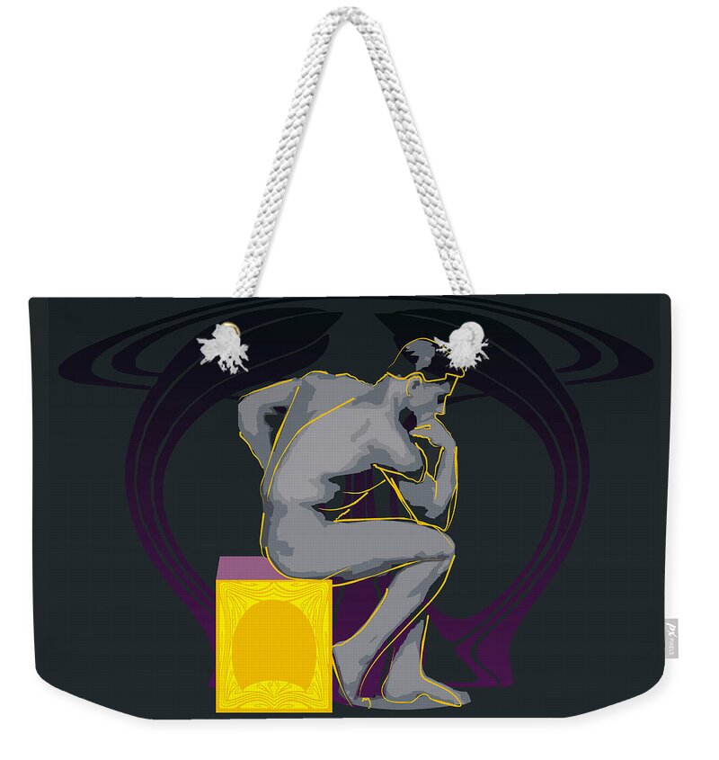 Art Deco Weekender Tote Bag featuring the digital art The Thinker - El pensador by Quim Abella