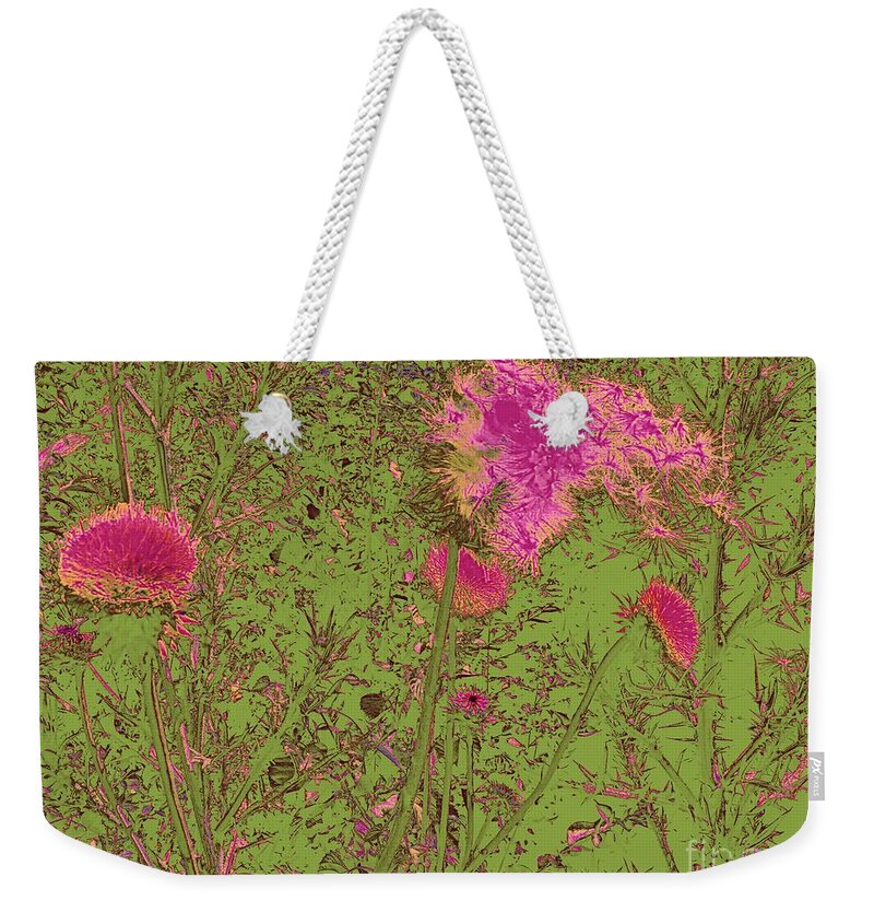 Abstract Thistle Weekender Tote Bag featuring the digital art The Thistle by Nancy Kane Chapman