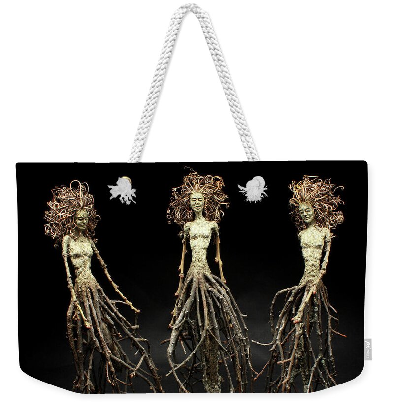 Three Graces Weekender Tote Bag featuring the mixed media The Three Graces Dance by Adam Long
