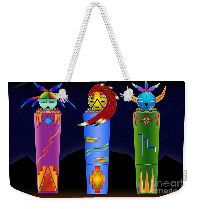Indian Weekender Tote Bag featuring the digital art The Three Spirits by Tim Hightower