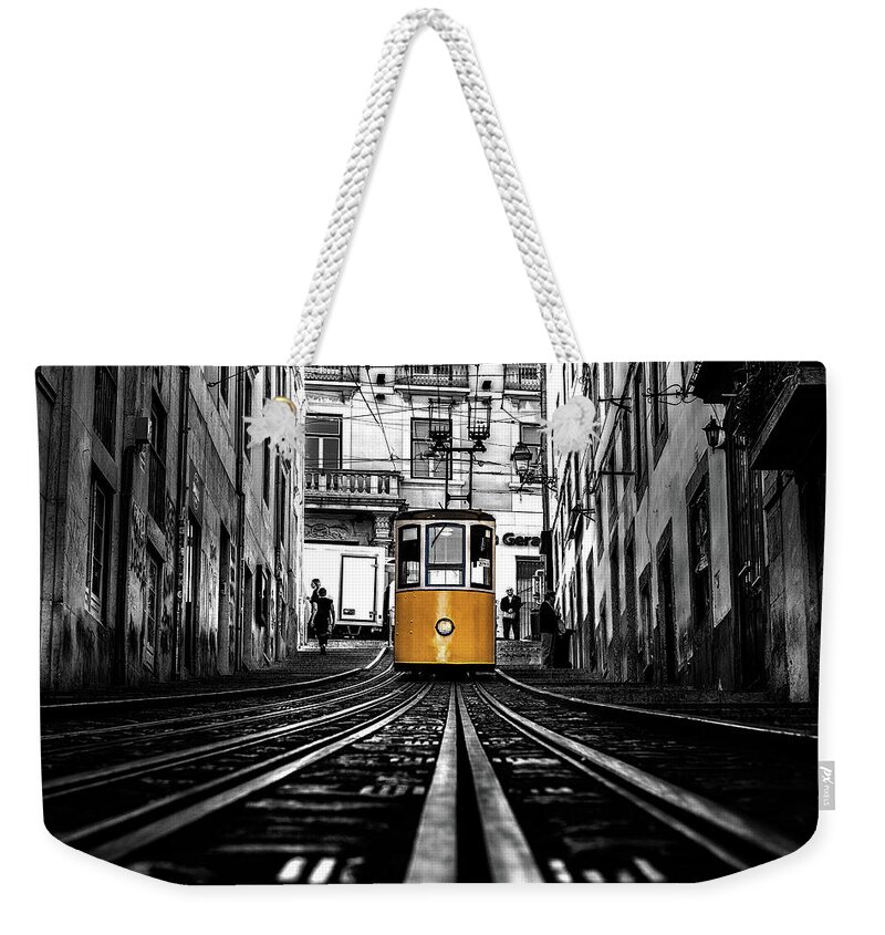 Lisbon Weekender Tote Bag featuring the photograph The tram by Jorge Maia