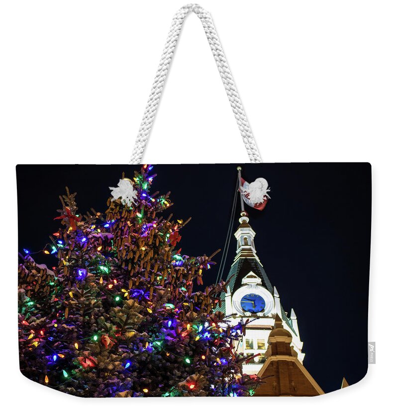 Stratford Weekender Tote Bag featuring the photograph The Tree and City Hall... by Jay Smith