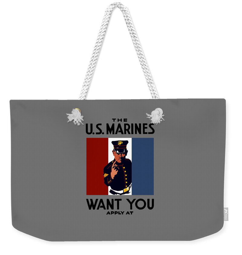 Marines Weekender Tote Bag featuring the painting The U.S. Marines Want You by War Is Hell Store