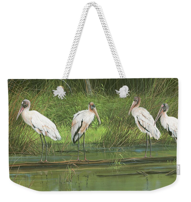 Nature Weekender Tote Bag featuring the painting The Usual Suspects by Mike Brown