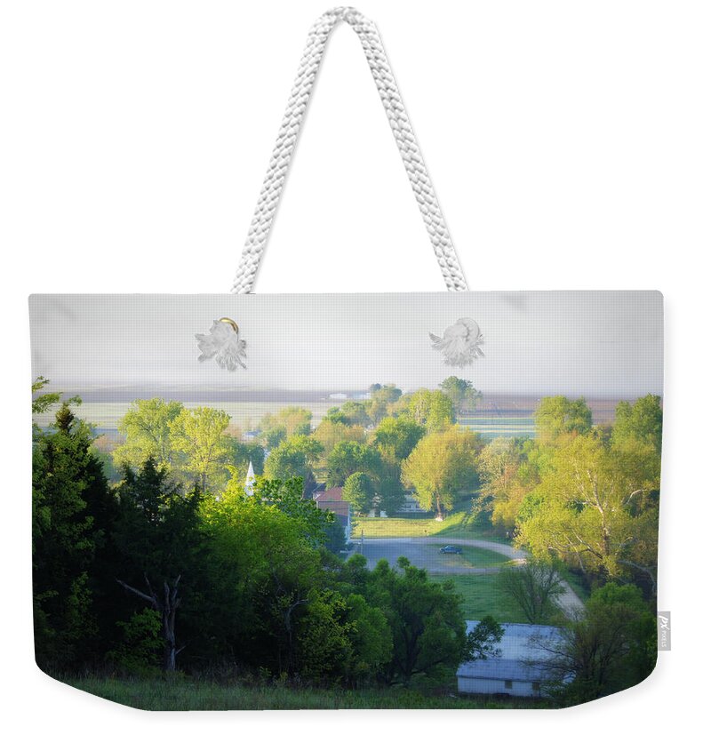 Hartsburg Weekender Tote Bag featuring the photograph The View From the Hill by Cricket Hackmann