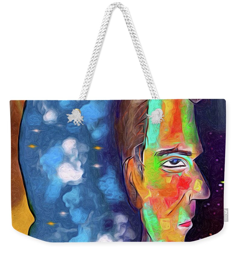Painting Weekender Tote Bag featuring the digital art The Visitor by Ted Azriel