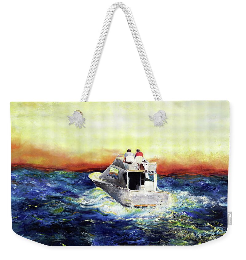 Seascape Weekender Tote Bag featuring the painting The Voyage by Anitra Handley-Boyt