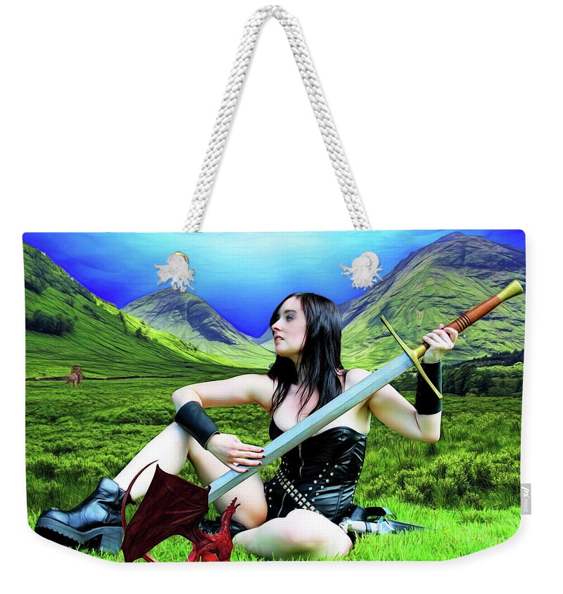Dragon Weekender Tote Bag featuring the photograph The Warrior And The Pseudo Dragon by Jon Volden