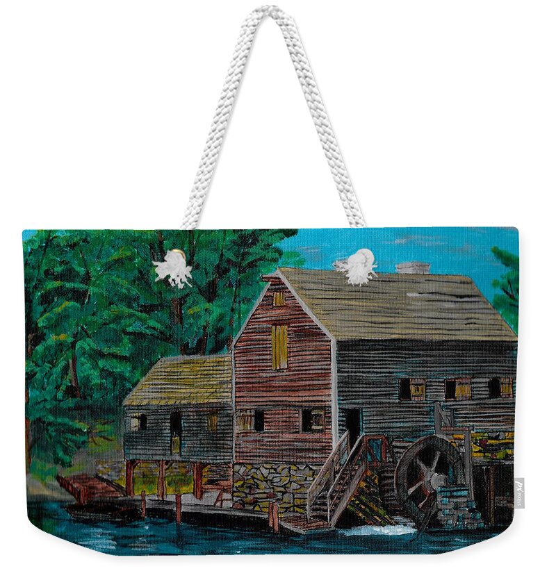 Water Weekender Tote Bag featuring the painting The Water Mill by David Bigelow