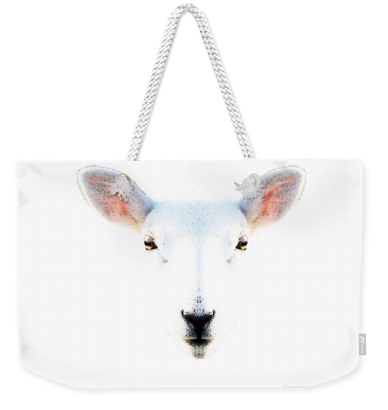 Sheep Weekender Tote Bag featuring the painting The White Sheep By Sharon Cummings by Sharon Cummings