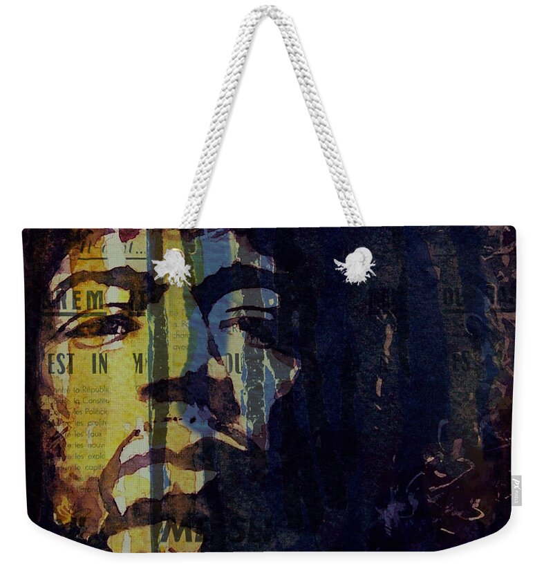 Jimi Hendrix Weekender Tote Bag featuring the painting The Wind Cries Mary Reprise by Paul Lovering