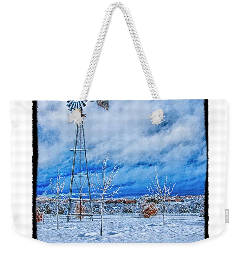 Southwest Weekender Tote Bag featuring the photograph The Windmill in Winter by R Thomas Berner