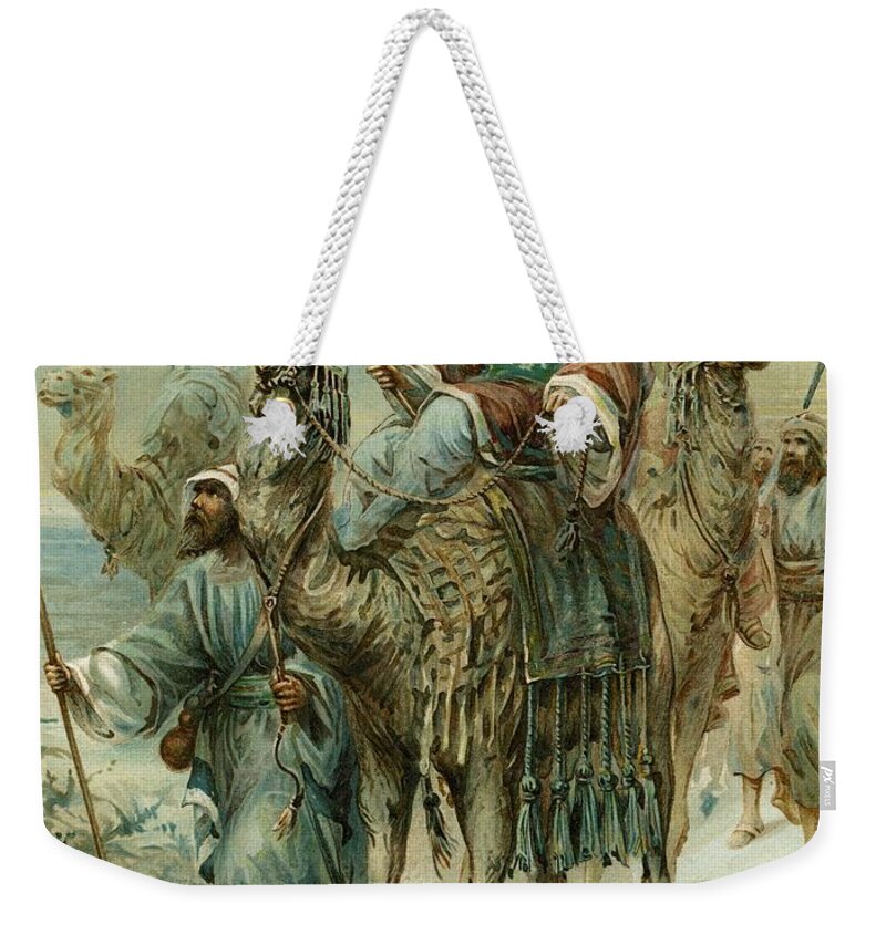 The Wise Men Seeking Jesus Weekender Tote Bag featuring the painting The Wise Men Seeking Jesus by Ambrose Dudley