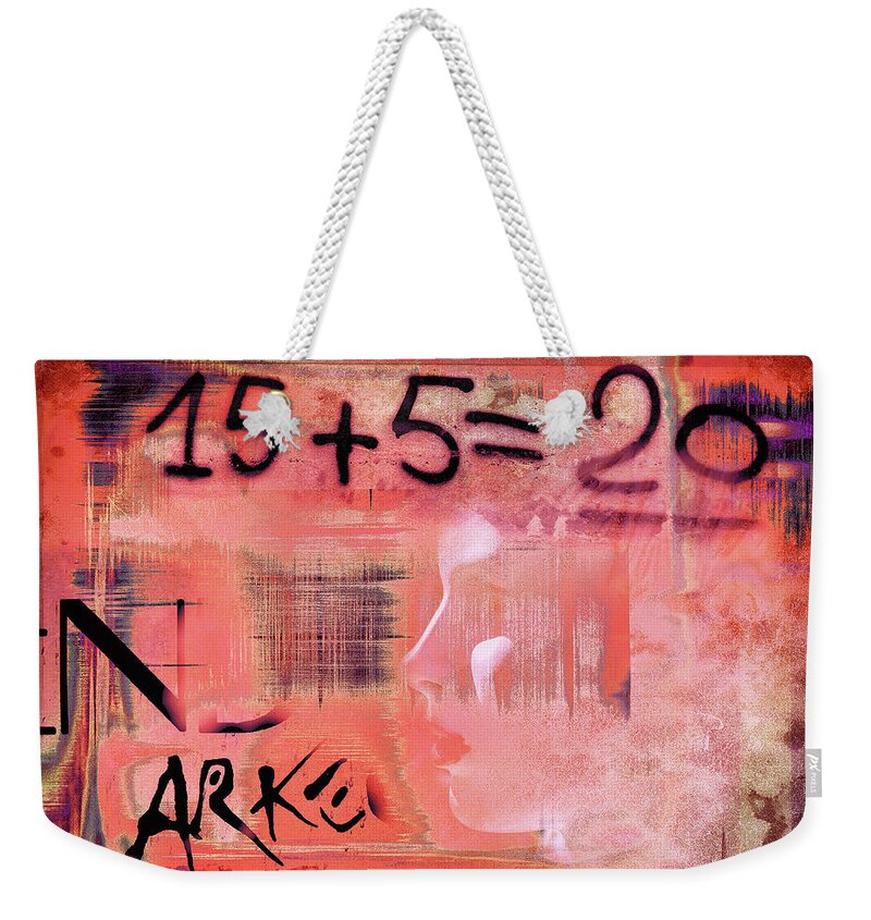 Woman Weekender Tote Bag featuring the photograph The woman and the numbers by Gabi Hampe