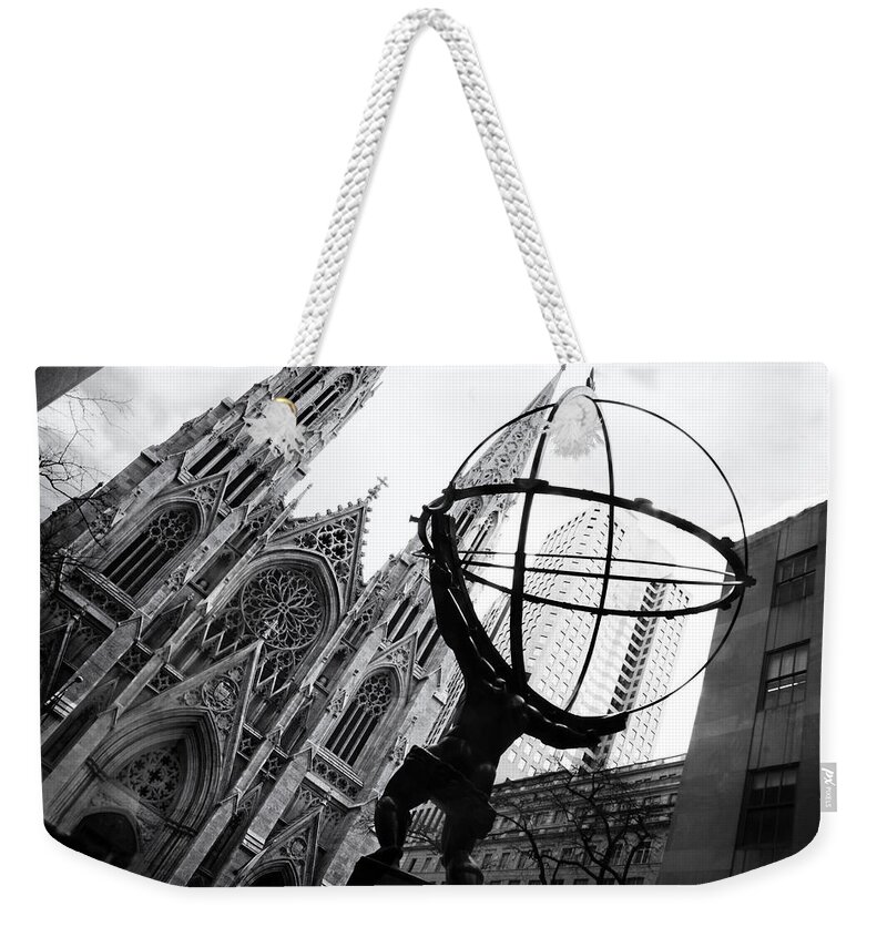 Atlas Weekender Tote Bag featuring the photograph The World on His Shoulders by Jessica Jenney