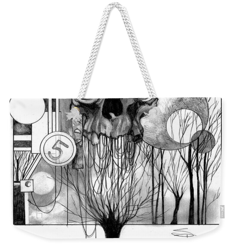 Skull Weekender Tote Bag featuring the painting The World Tree by Sean Parnell