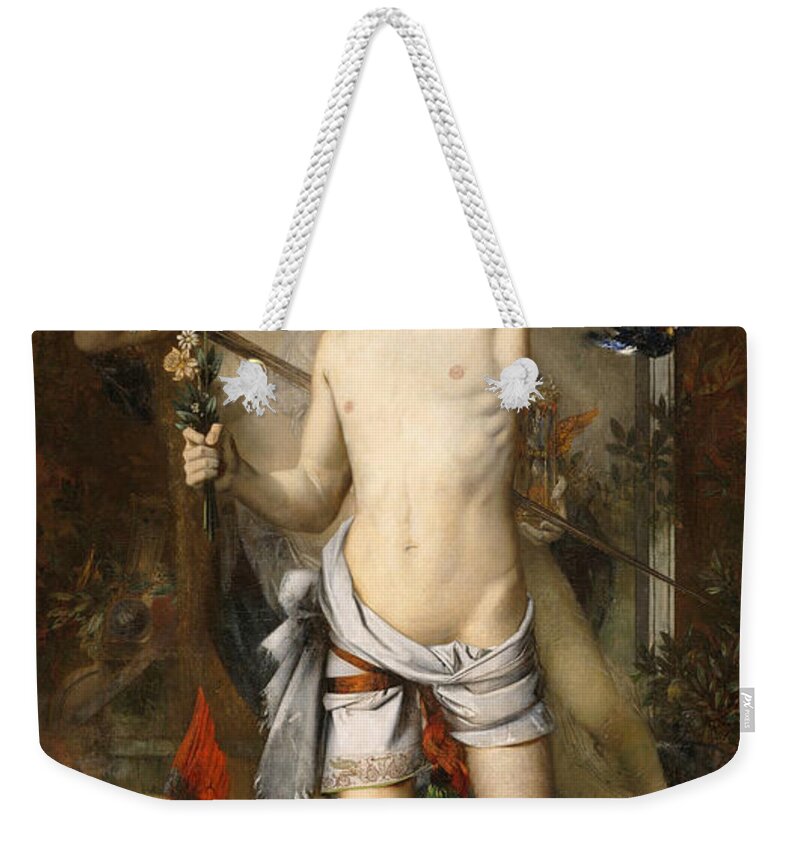 Gustave Moreau Weekender Tote Bag featuring the painting The Young Man And Death by Gustave Moreau