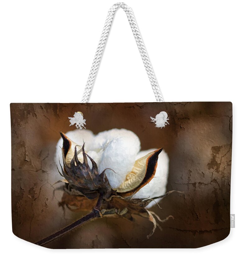 Cotton Weekender Tote Bag featuring the photograph Them Cotton Bolls by Kathy Clark