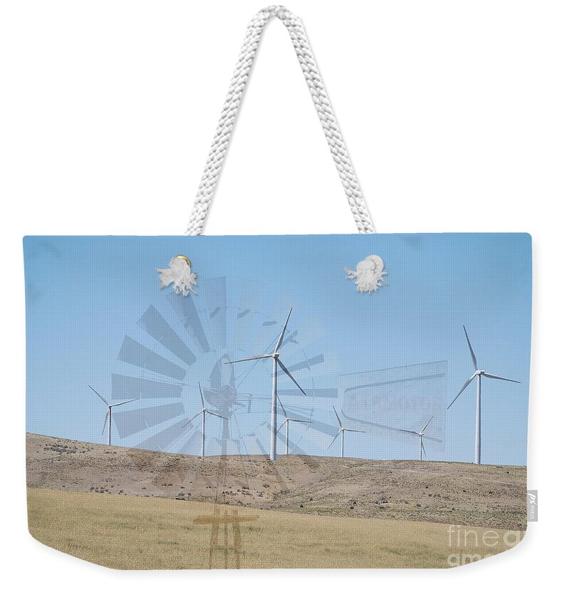 Wind Turbines Weekender Tote Bag featuring the photograph Then and Now by Sharon Elliott