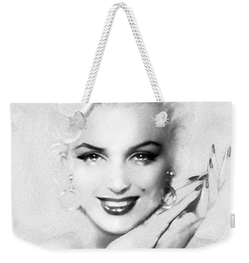 Marilyn Weekender Tote Bag featuring the painting Theo's Marilyn 133 bw by Theo Danella