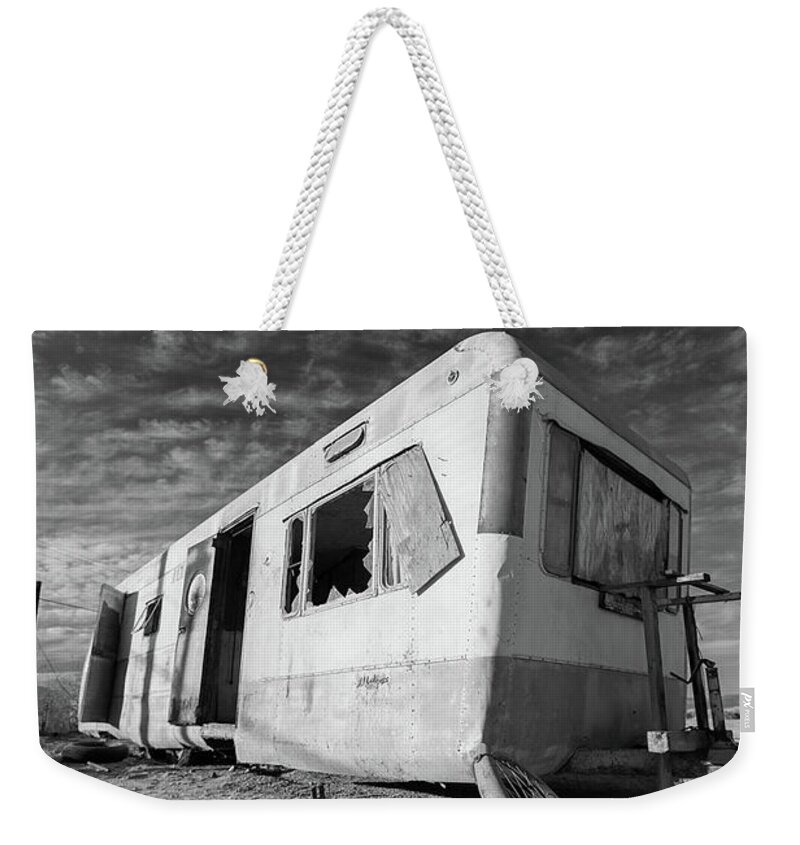Abandoned Weekender Tote Bag featuring the photograph Theres My Bike Black and White by Scott Campbell