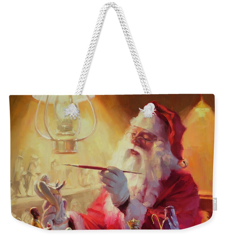 Santa Weekender Tote Bag featuring the painting These Gifts Are Better Than Toys by Steve Henderson