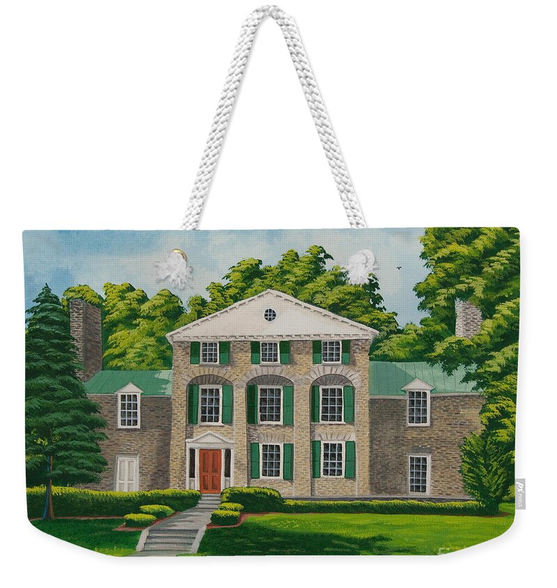 Theta Chi Frat House Weekender Tote Bag featuring the painting Theta Chi by Charlotte Blanchard