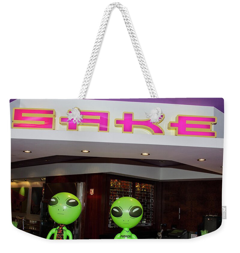 Alien Weekender Tote Bag featuring the photograph Thirsty Aliens Desire Sake by Richard Henne