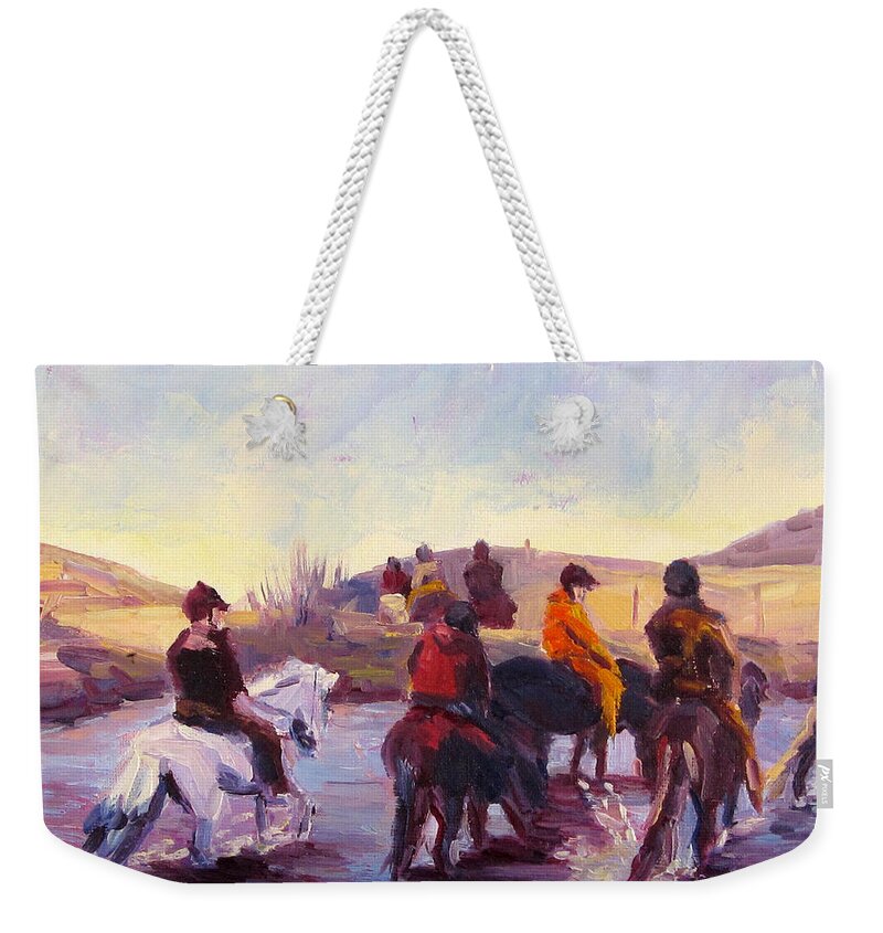 Icelandic Horse Weekender Tote Bag featuring the painting Thirsty by Terry Chacon
