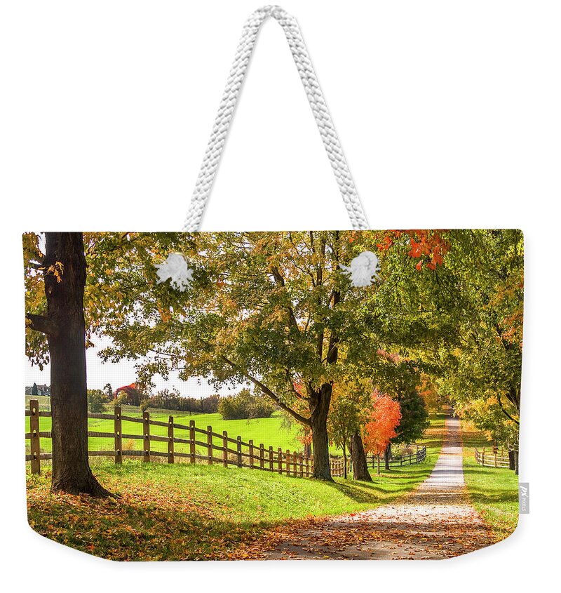 Farm Weekender Tote Bag featuring the photograph Thomas Farm Lane by Andy Smetzer