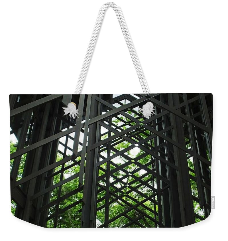 Ozarks Weekender Tote Bag featuring the photograph Thorncrown Chapel Sanctuary in the Ozark Mountains by Lizi Beard-Ward