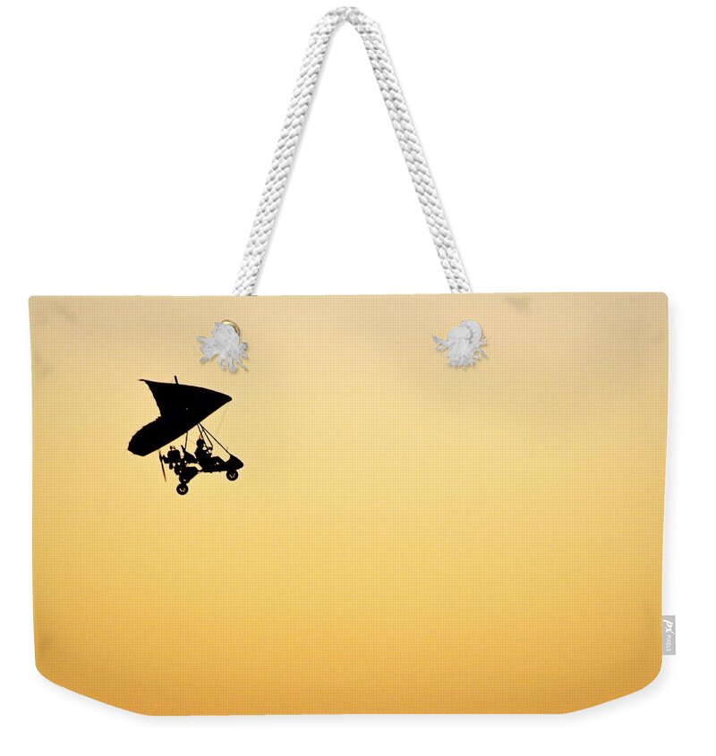 Sunset Weekender Tote Bag featuring the photograph Those Magnificent Men in Their Flying Machines by AJ Schibig