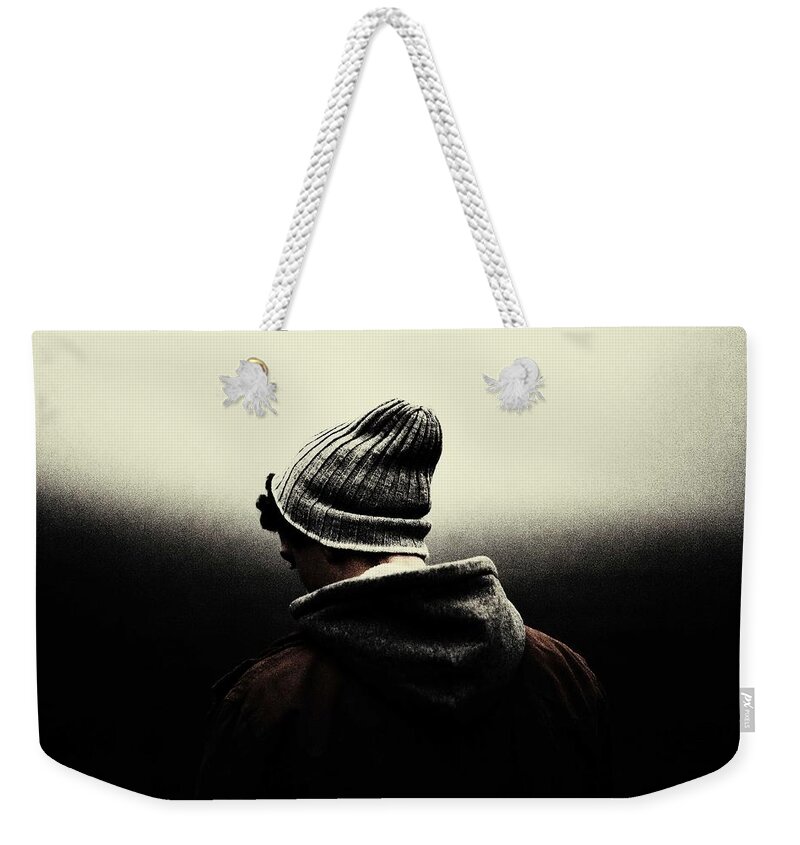 Man Weekender Tote Bag featuring the painting Thoughtful Youth Series 17 by Celestial Images