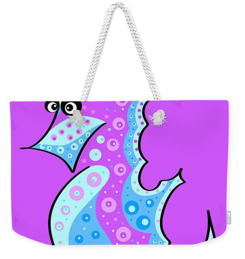 Seahorse Weekender Tote Bag featuring the painting Thoughts and colors series seahorse by Veronica Minozzi