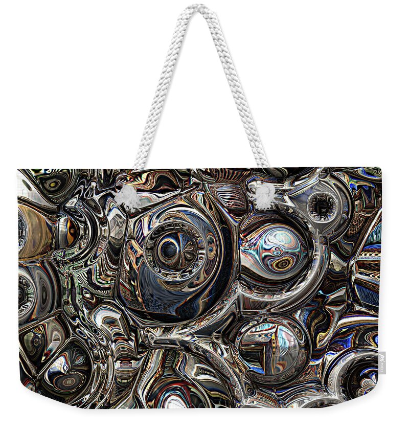 Three Dimensional Weekender Tote Bag featuring the digital art Three Dimensional Reflections by Phil Perkins