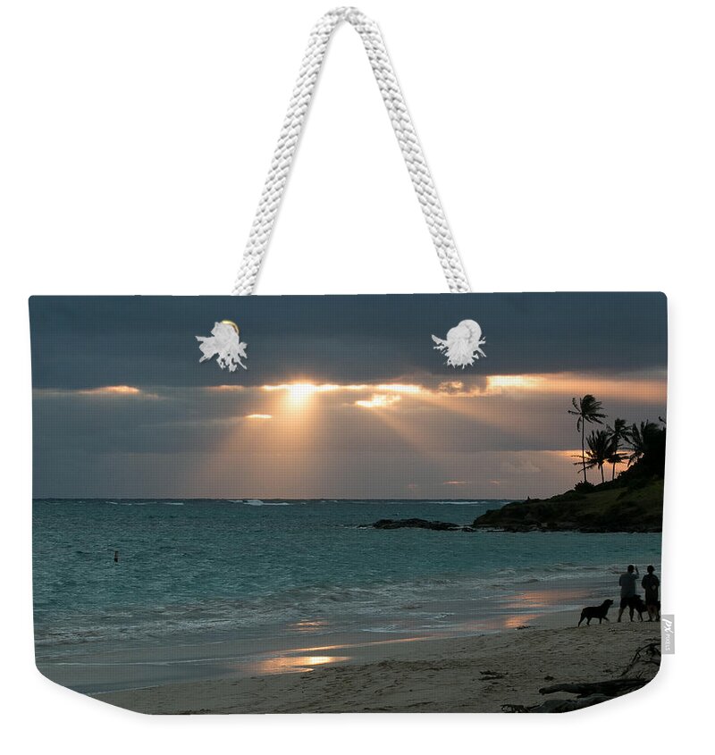 Sunrise Weekender Tote Bag featuring the photograph Three-Dog Morning by E Faithe Lester