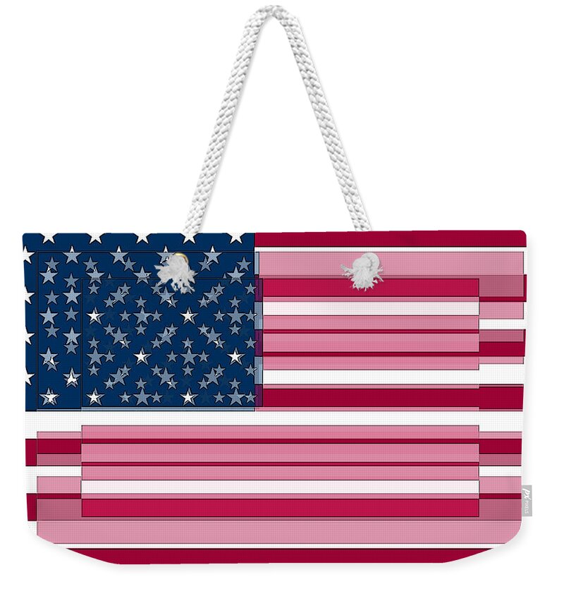 Abstract In The Living Room Weekender Tote Bag featuring the digital art Three Layered Flag by David Bridburg
