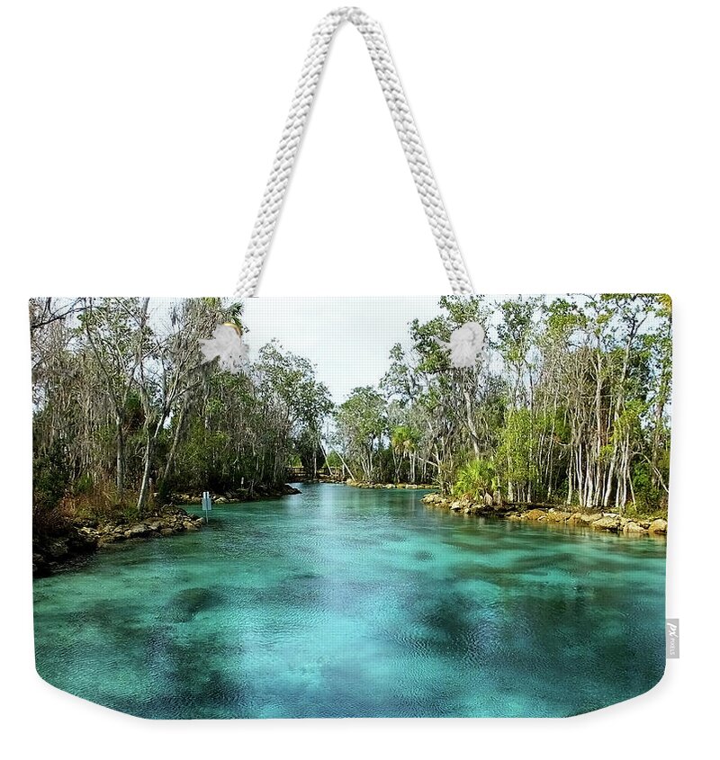 Three Sisters Springs Weekender Tote Bag featuring the photograph Three Sisters Springs Long View by Judy Wanamaker