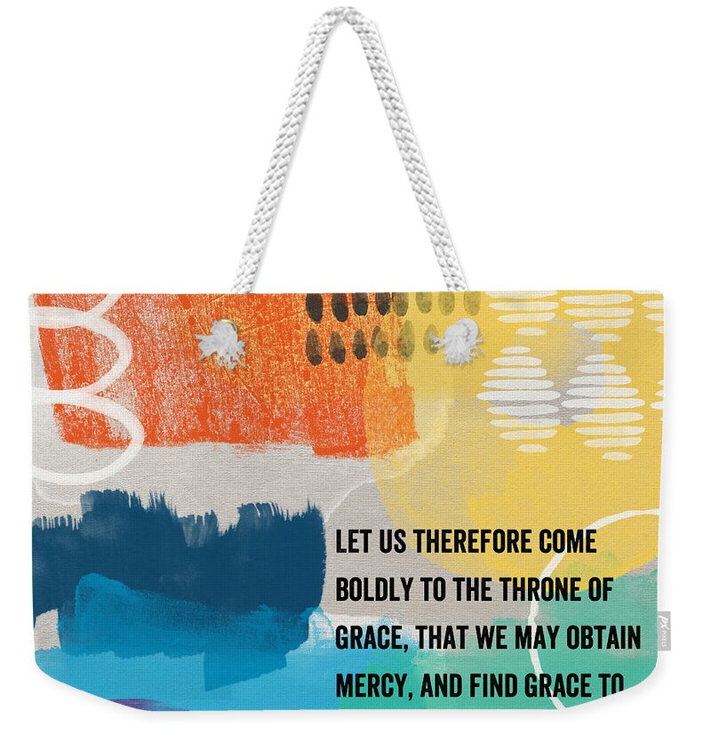 Hebrews 4:16 Weekender Tote Bag featuring the painting Throne Of Grace- Contemporary Christian Art by Linda Woods. by Linda Woods
