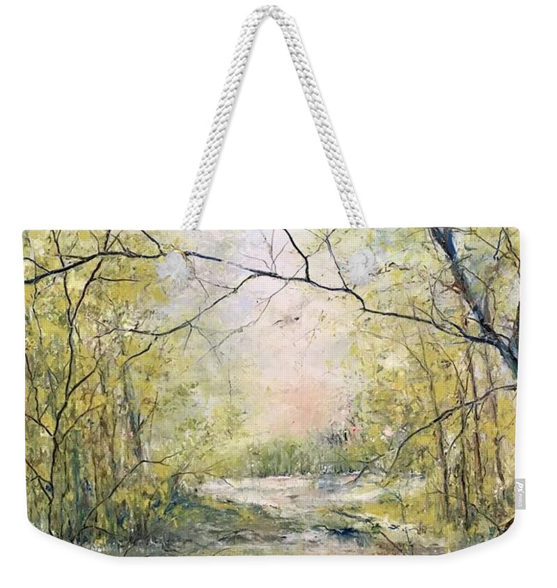 2018 Weekender Tote Bag featuring the painting Through the Looking Glass by Robin Miller-Bookhout